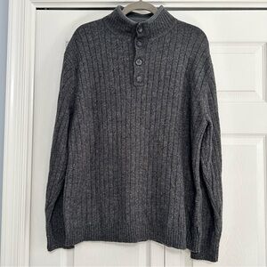 Woolrich‎ Lambswool Four Button Henley Pullover Sweater in Charcoal Size XL VGUC